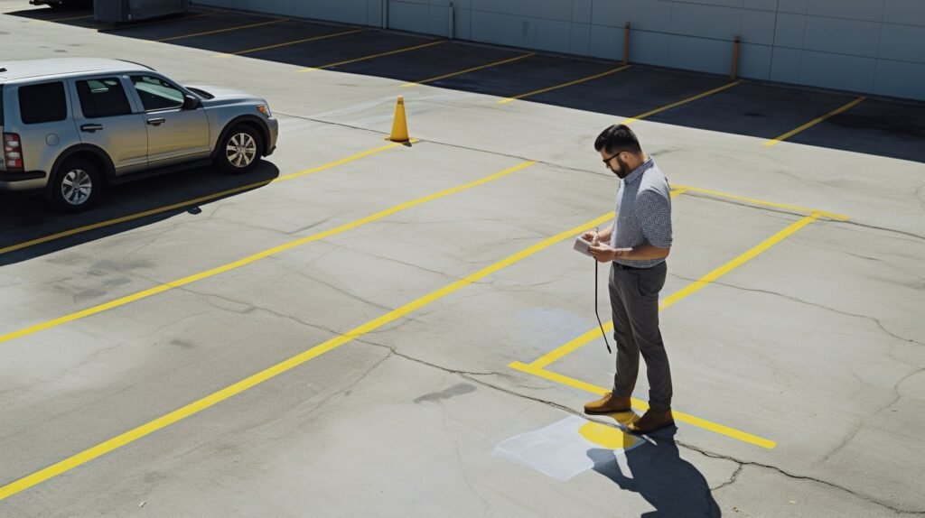 Assessing a crack in a parking lot