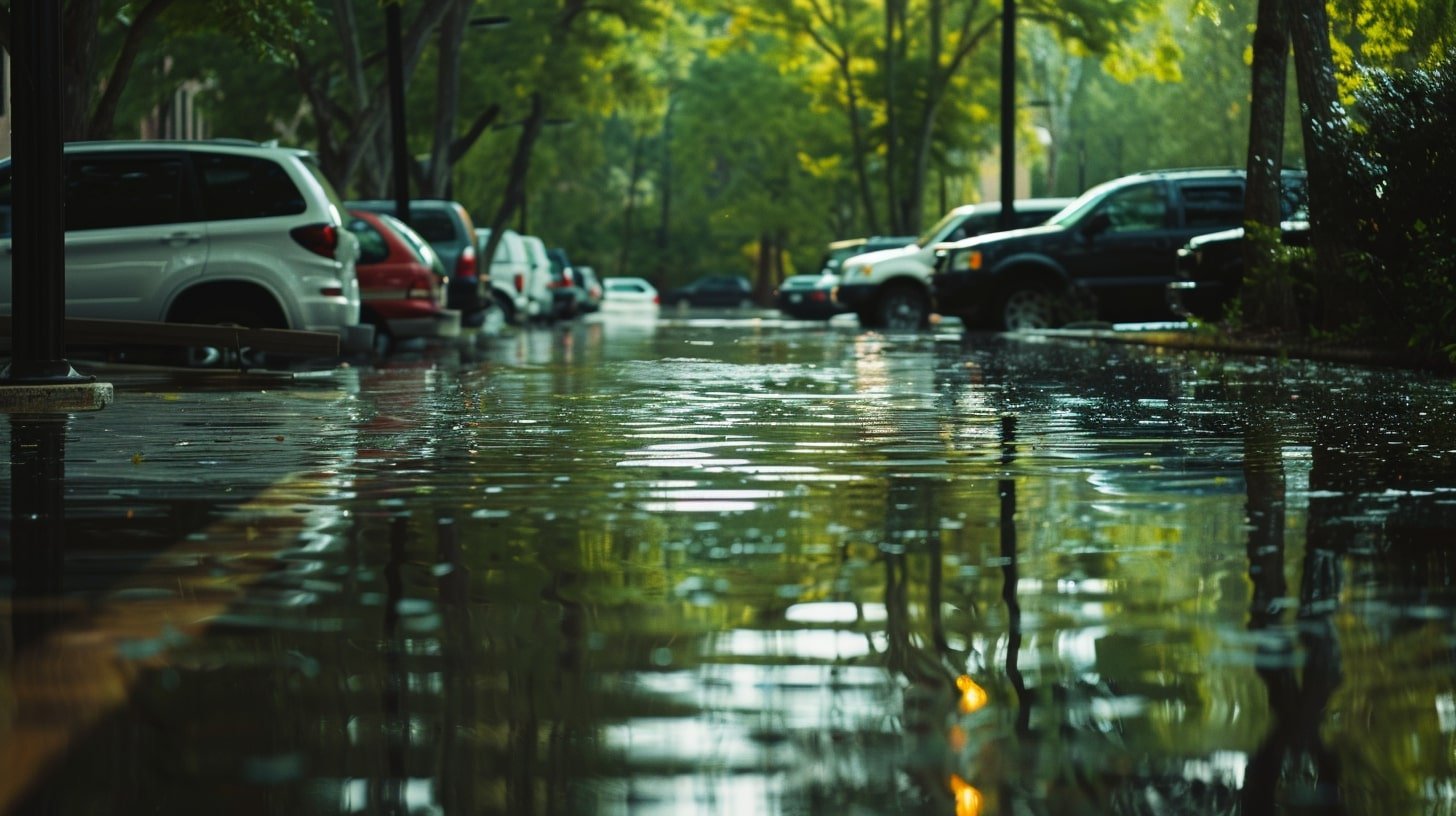 Flooded Parking Lot prevent parking lot flooding